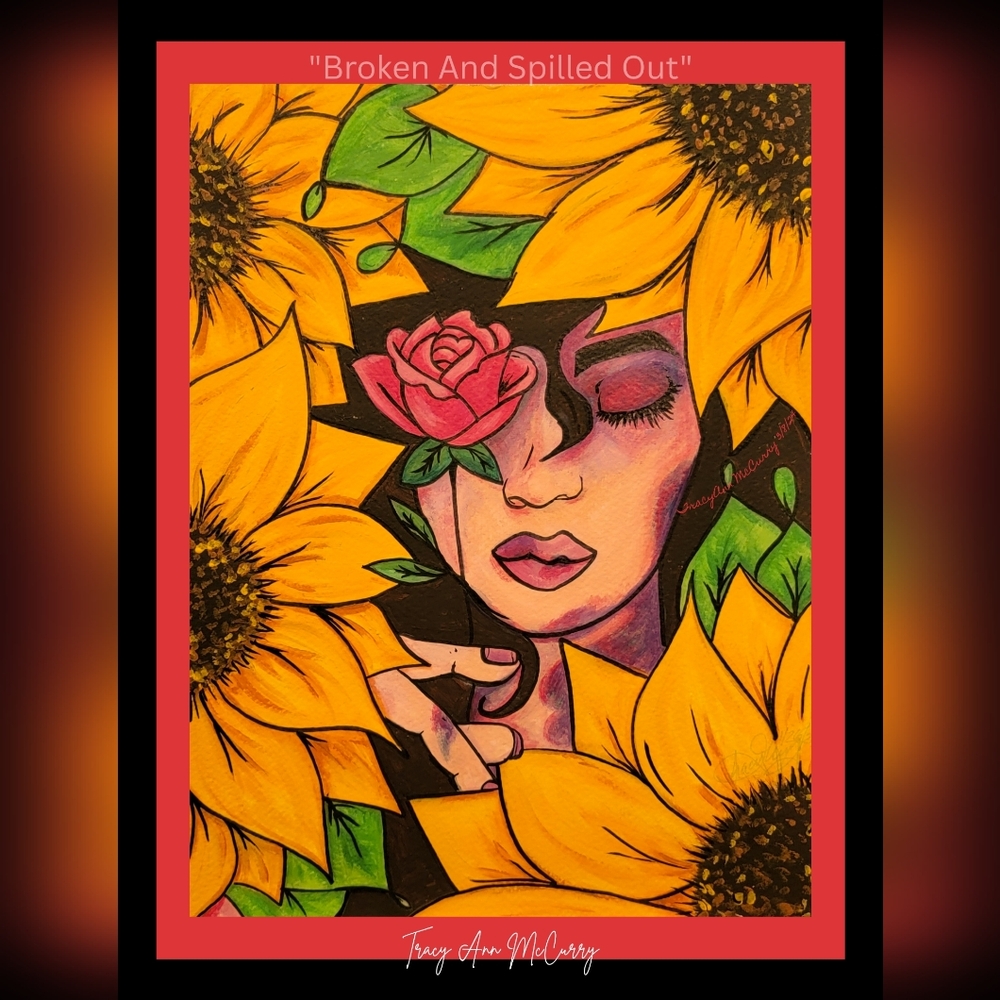 Vibrant Sunflower and Rose Art Print